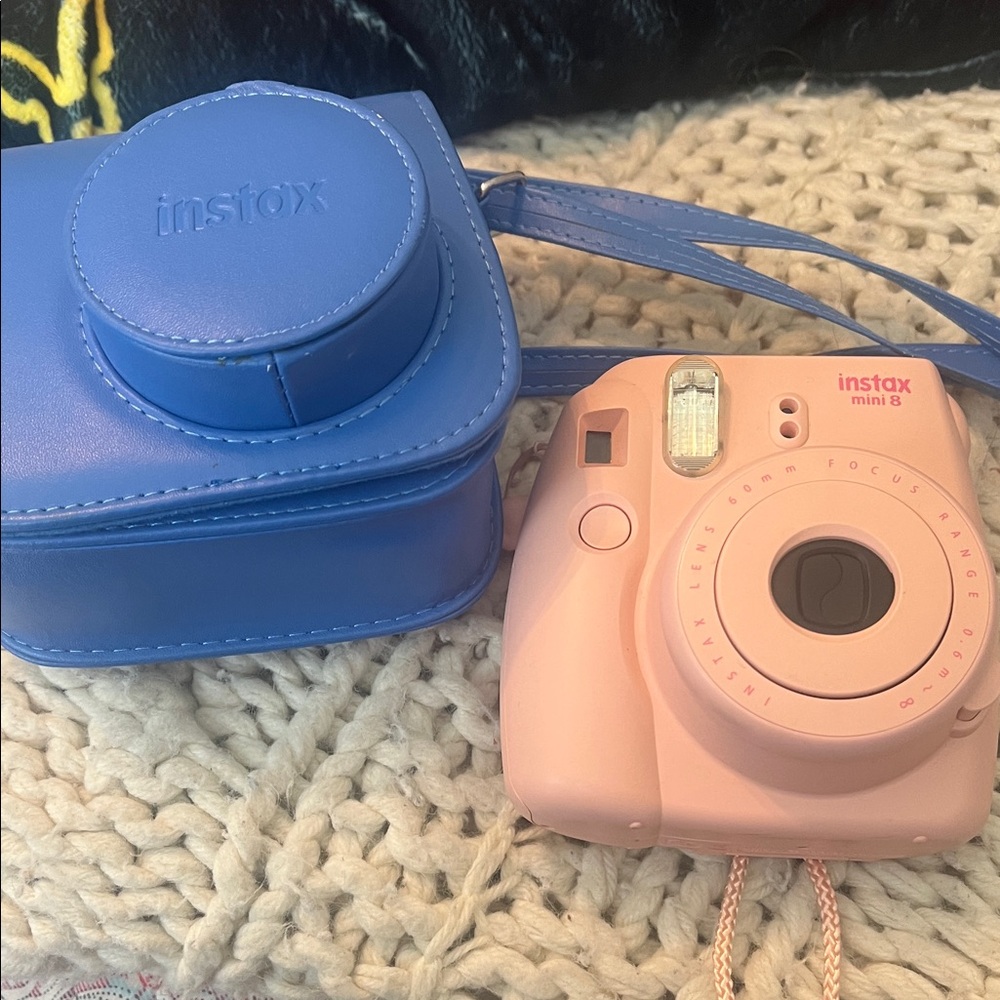 Fujifilm instax mini 8 Pink Instant Camera with Blue Carry Case